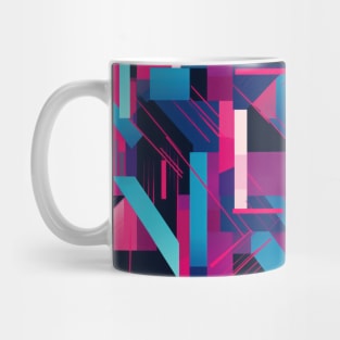 Cubist Harmony: Modern Geometric Dance in Pink, Blue, and Violet Mug